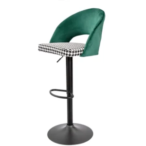 mobiliario-contract-taburete teide regulable metal negro tapizado verde con pata de gallo 3